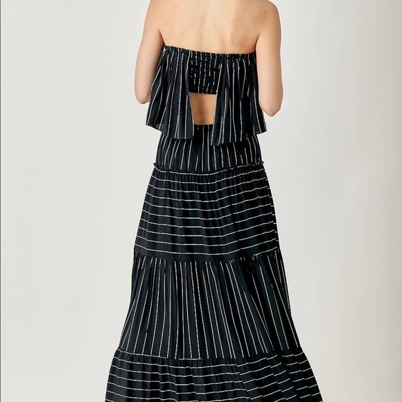 Mustard Seed Long Pin Stripe Strapless Maxi Dress NWT - Picture 3 of 6